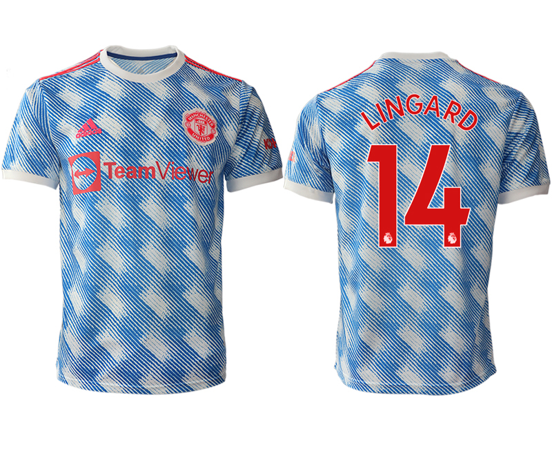 Men 2021-2022 Club Manchester United away aaa version blue #14 Soccer Jersey->customized soccer jersey->Custom Jersey